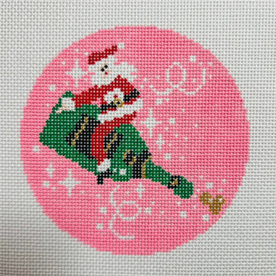 Champagne Santa Ornament needlepoint canvas - Bargello Needlepoint