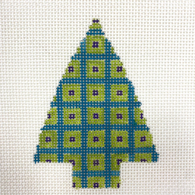 Checkerboard Tree with Purple Ornament needlepoint canvas - Bargello Needlepoint