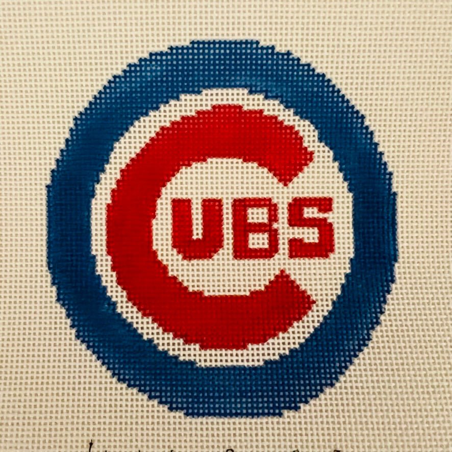 Chicago Cubs Round needlepoint canvas - Bargello Needlepoint