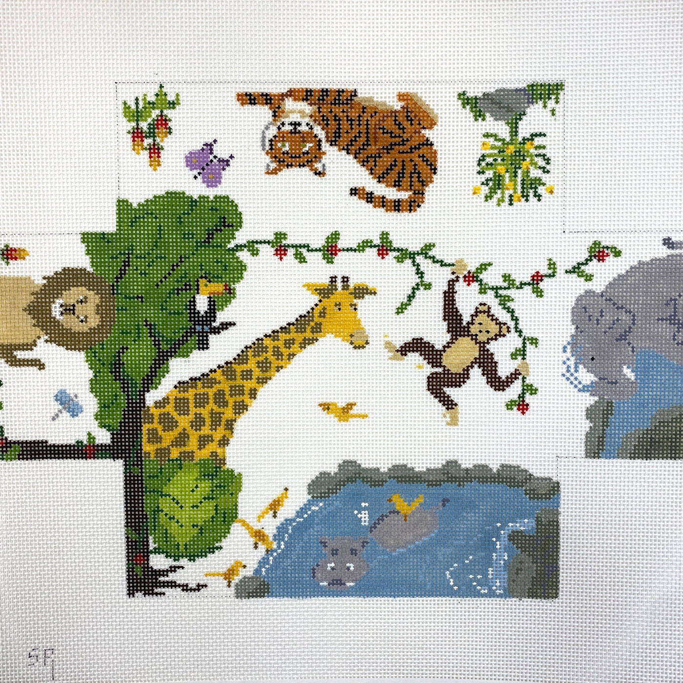 Children's Animals Brick Cover needlepoint canvas - Bargello Needlepoint