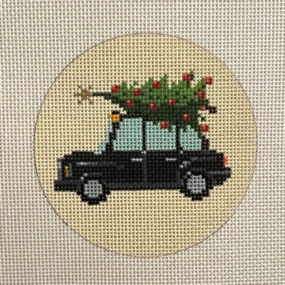 Christmas in London Taxi Ornament needlepoint canvas - Bargello Needlepoint