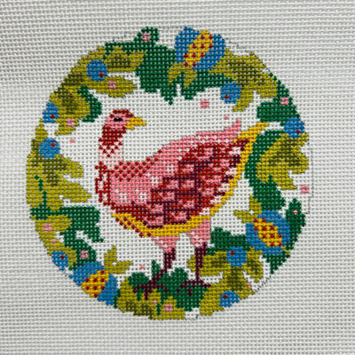 Christmas Pheasant Ornament needlepoint canvas - Bargello Needlepoint