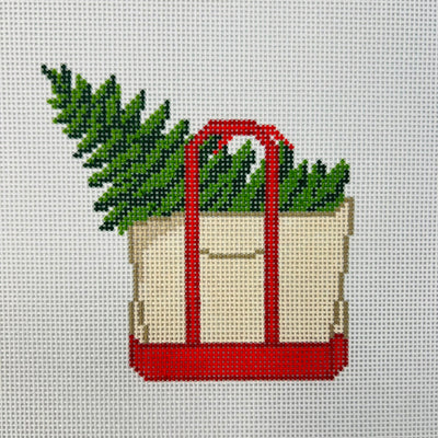 Christmas Tree Boat Tote needlepoint canvas - Bargello Needlepoint