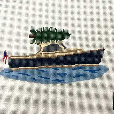 Christmas Tree Delivery by Boat needlepoint canvas - Bargello Needlepoint