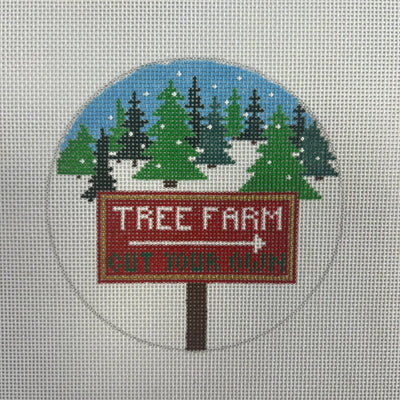 Christmas Tree Farm Ornament with Stitch Guide needlepoint canvas - Bargello Needlepoint