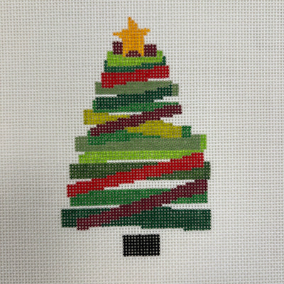 Christmas Tree Holiday Colors Ornament needlepoint canvas - Bargello Needlepoint