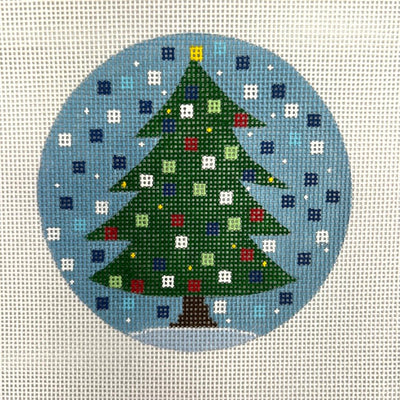 Christmas Tree with Checks Ornament needlepoint canvas - Bargello Needlepoint