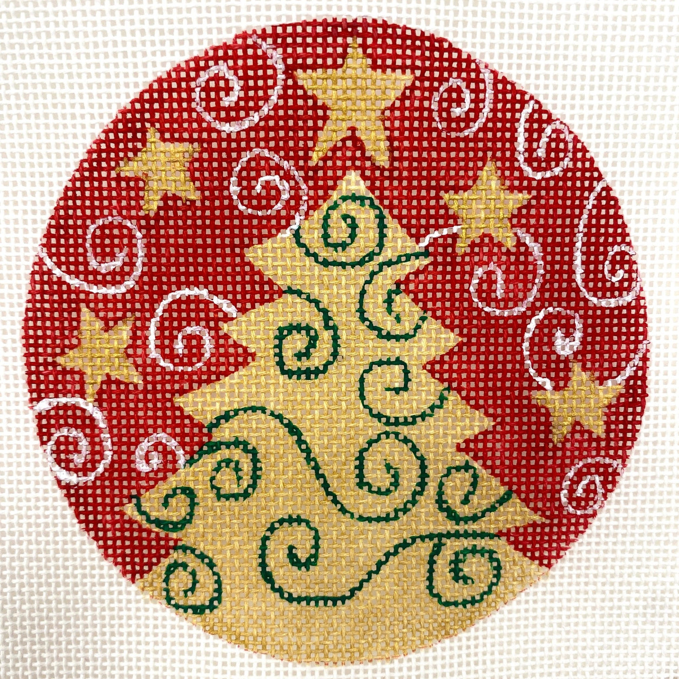 Christmas Tree with Swirls Ornament needlepoint canvas - Bargello Needlepoint