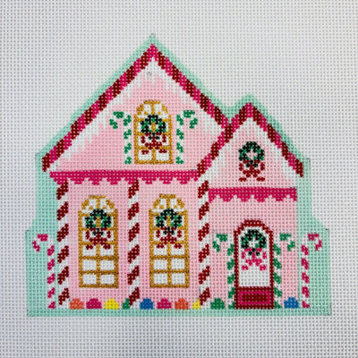 Christmas Village Peppermint House needlepoint canvas - Bargello Needlepoint