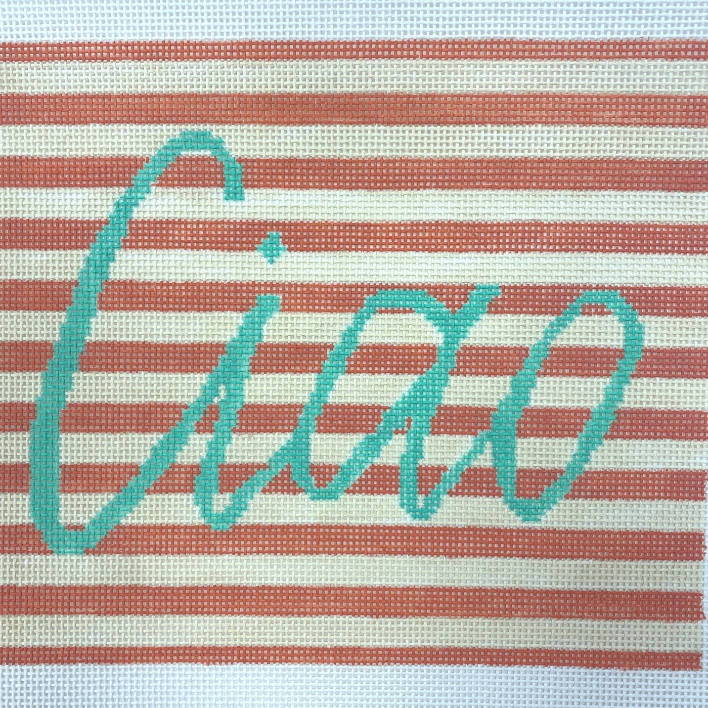 Ciao on Stripes needlepoint canvas - Bargello Needlepoint