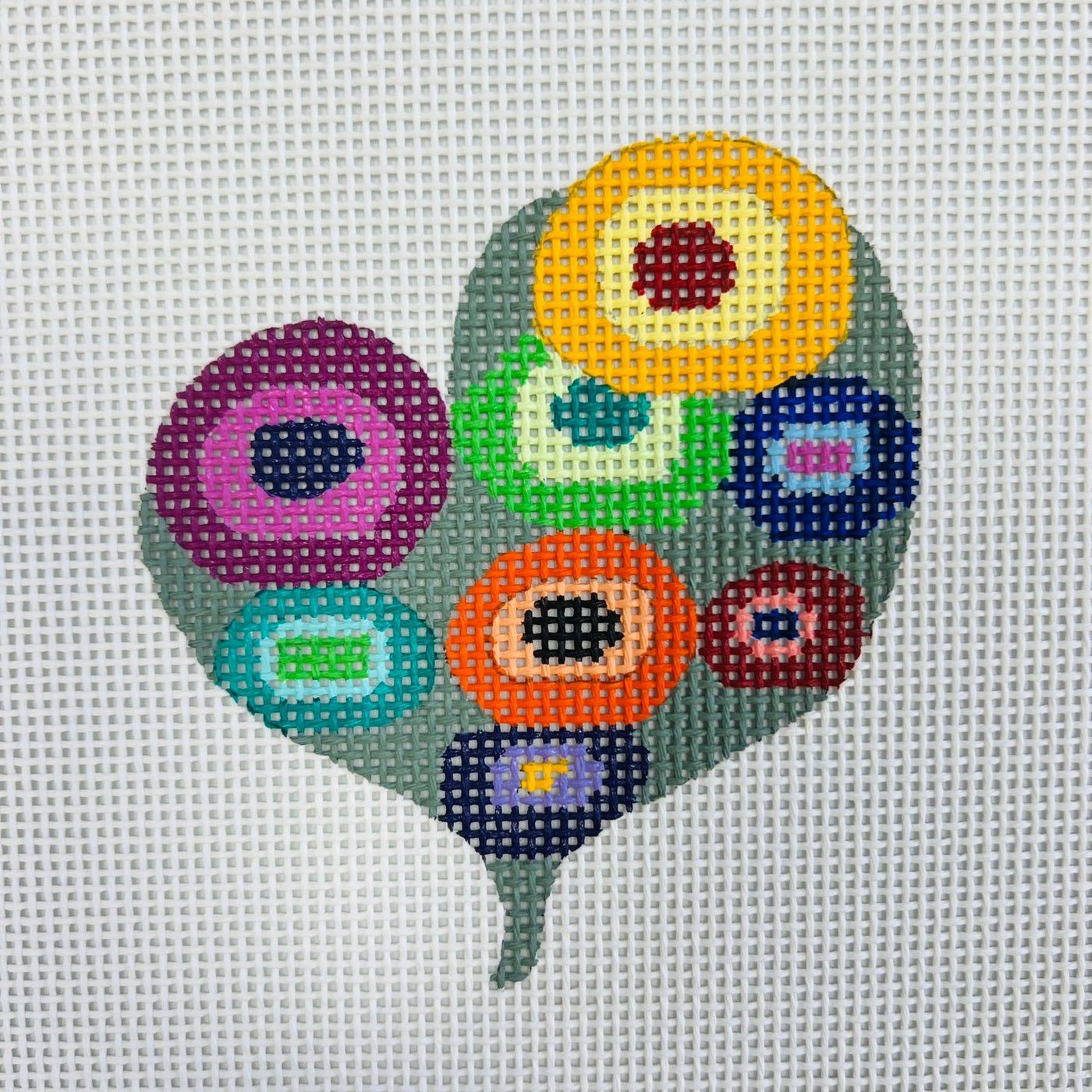 Circled Heart needlepoint canvas - Bargello Needlepoint