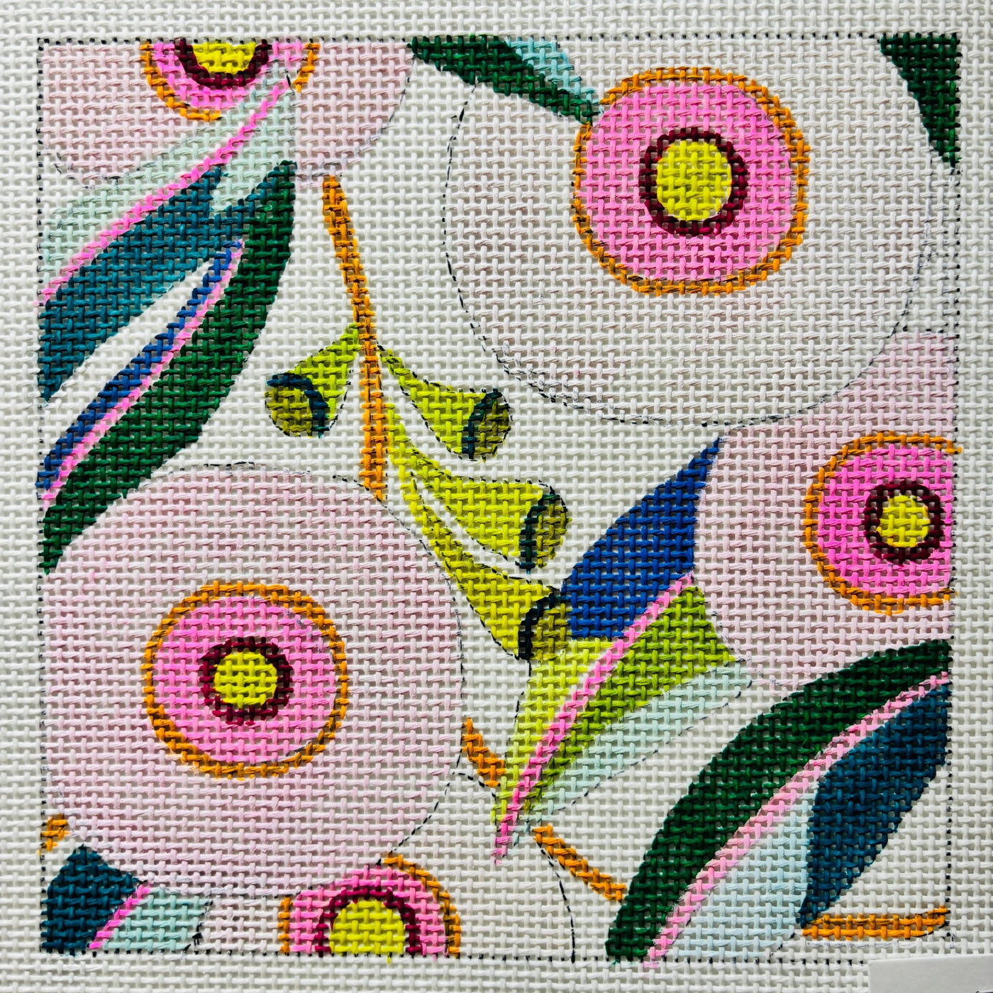 Circular Florals needlepoint canvas - Bargello Needlepoint