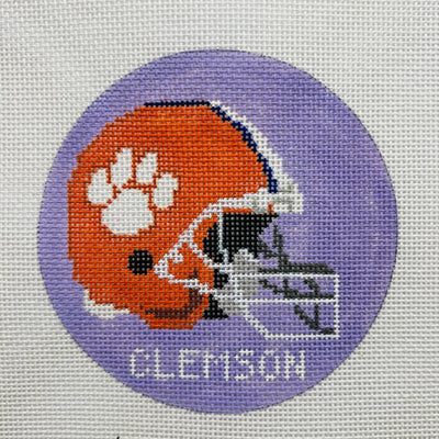 Clemson University Helmet Round needlepoint canvas - Bargello Needlepoint