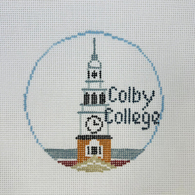 Colby College Round Ornament needlepoint canvas - Bargello Needlepoint