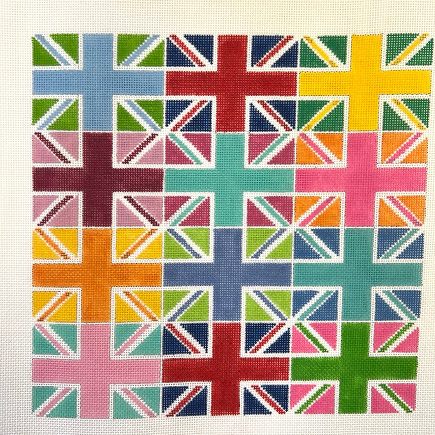 Colorful British Flags needlepoint canvas - Bargello Needlepoint