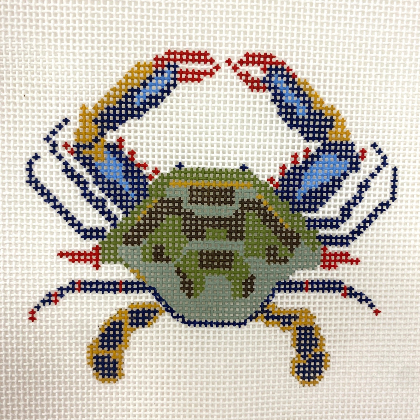 Colorful Crab Ornament needlepoint canvas - Bargello Needlepoint