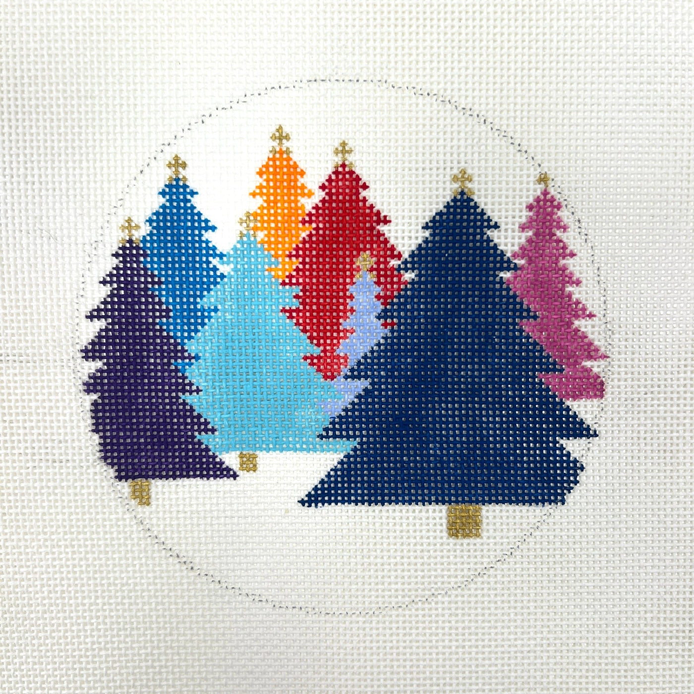 Colorful Forest Ornament needlepoint canvas - Bargello Needlepoint