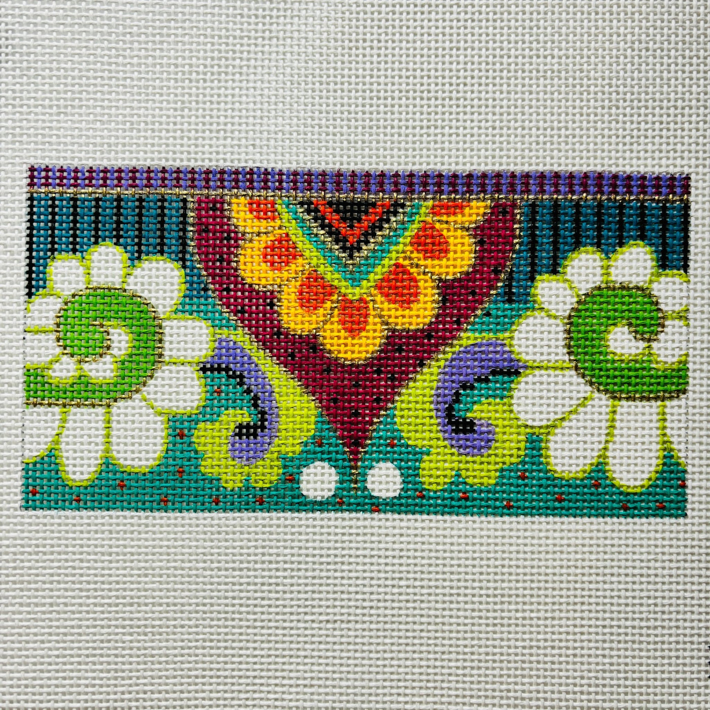 Colorful Symetrical Eyeglass Case needlepoint canvas - Bargello Needlepoint