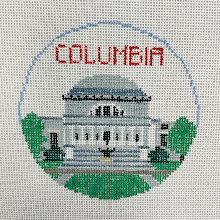 Columbia University Round Ornament needlepoint canvas - Bargello Needlepoint