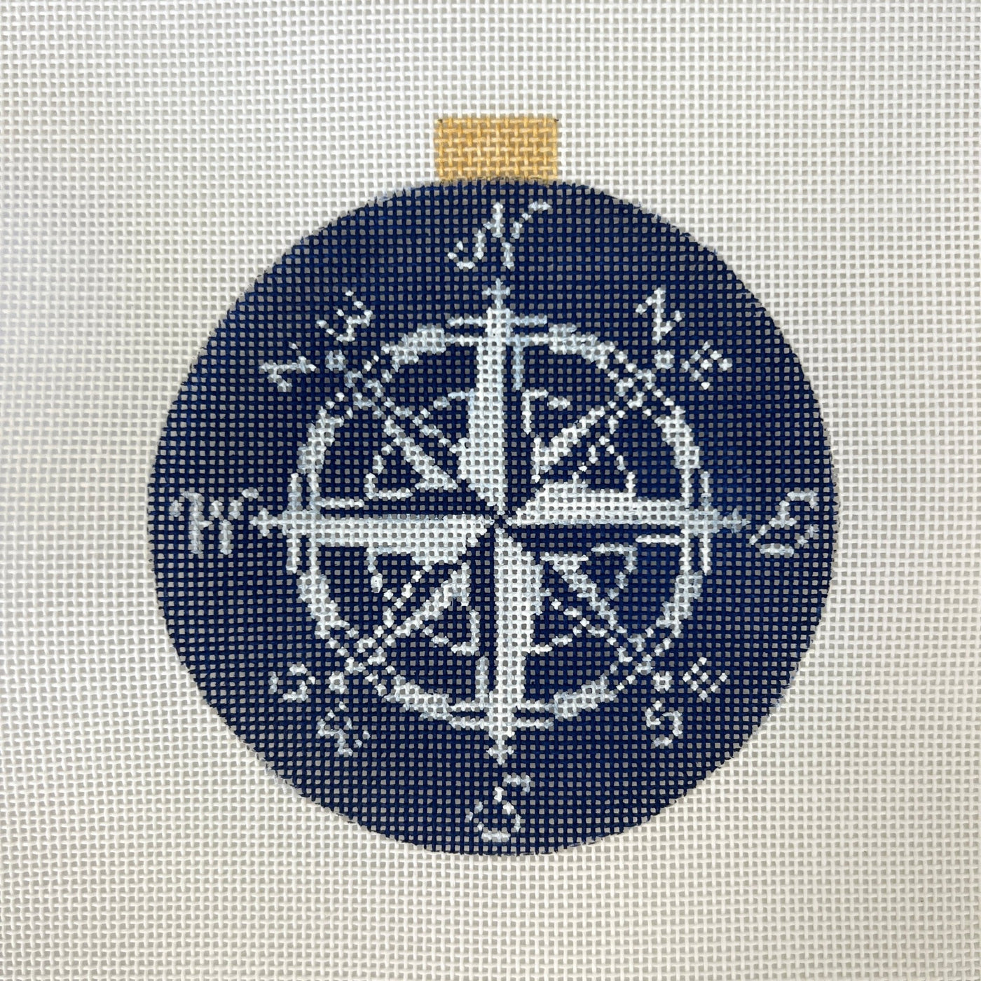 Compass Rose Ornament - Light Blue or Navy needlepoint canvas - Bargello Needlepoint