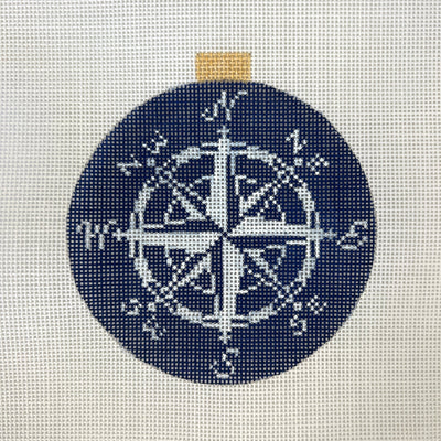 Compass Rose Ornament - Light Blue or Navy needlepoint canvas - Bargello Needlepoint