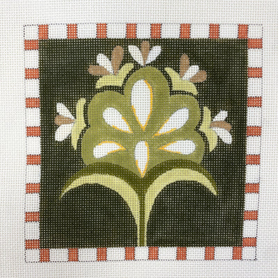 Contemporary Flower on green needlepoint canvas - Bargello Needlepoint