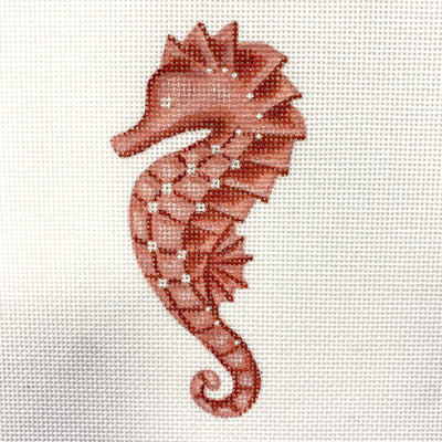 Coral Seaside Seahorse needlepoint canvas - Bargello Needlepoint