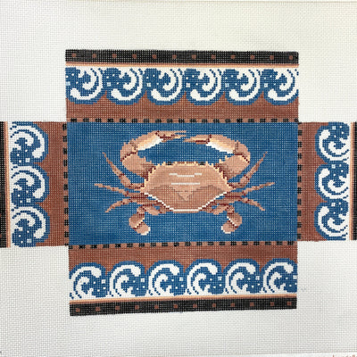 Crab with Wave Brick Cover needlepoint canvas - Bargello Needlepoint