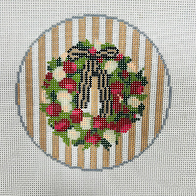 Cranberry Wreath Ornament needlepoint canvas - Bargello Needlepoint