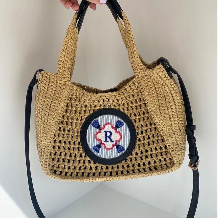 Crochet/Woven Raffia Self - Finishing Handbag needlepoint canvas - Bargello Needlepoint