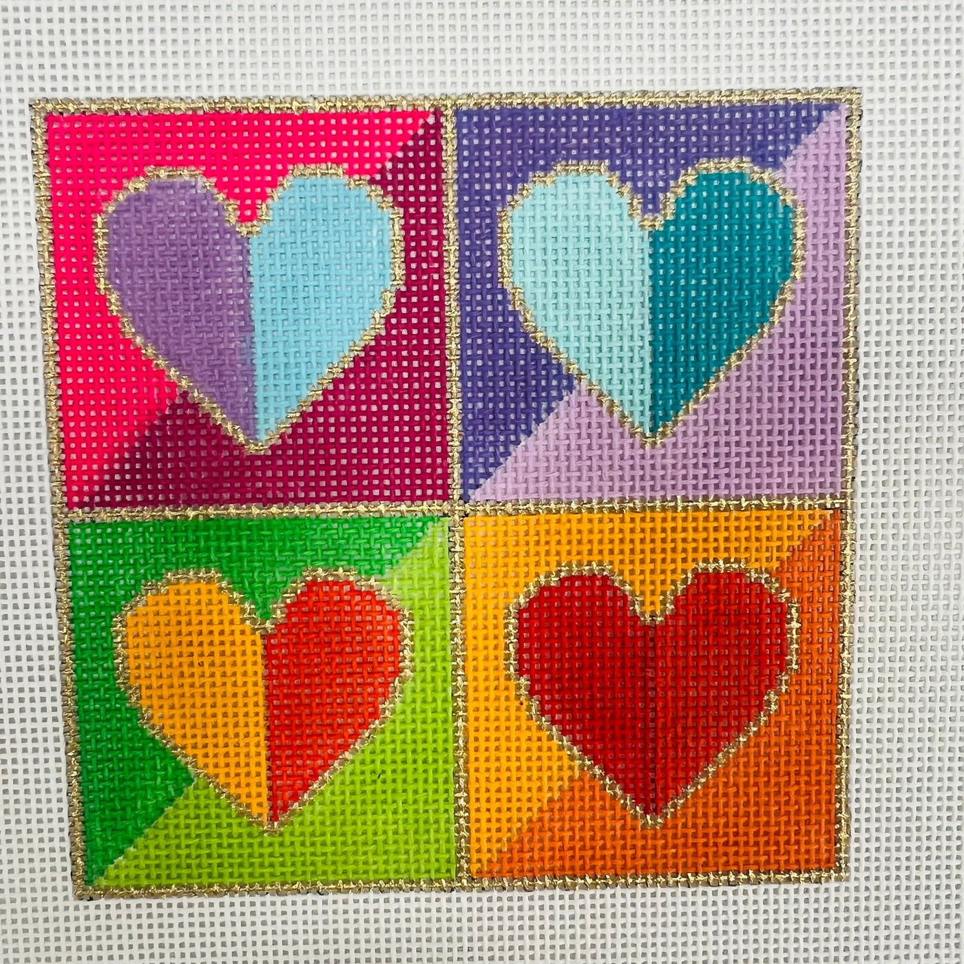 Cross my Heart 4" needlepoint canvas - Bargello Needlepoint