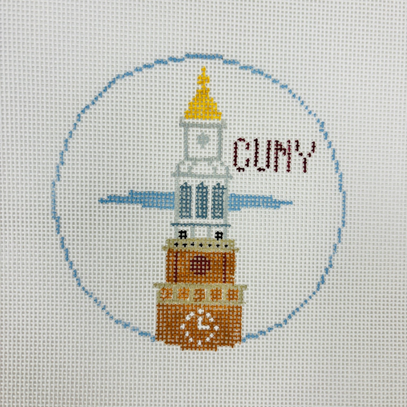 CUNY College/University Round needlepoint canvas - Bargello Needlepoint