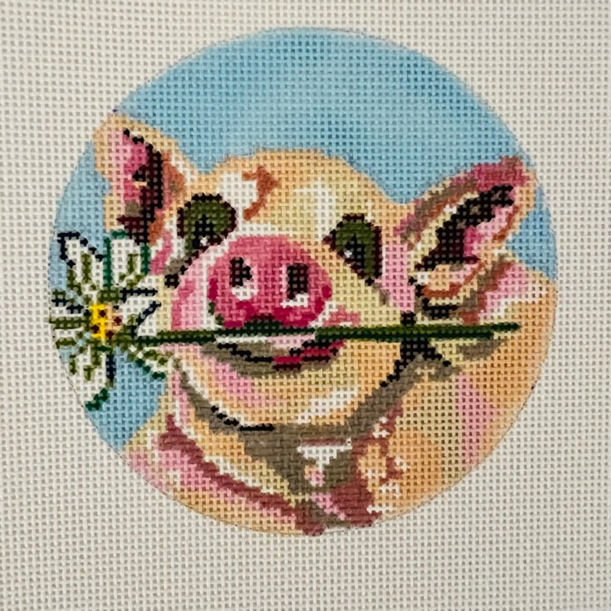 Daisy the Pig Ornament needlepoint canvas - Bargello Needlepoint