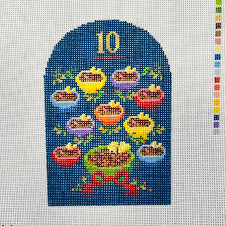 Day 10 - Ten Chili Bowls Texmas Ornament needlepoint canvas - Bargello Needlepoint