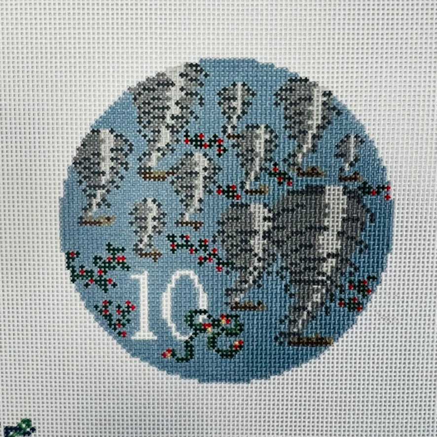 Day 10 - Ten Tornadoes Twirling  Southern Ornament needlepoint canvas - Bargello Needlepoint