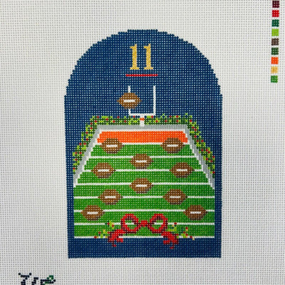 Day 11 - Eleven Footballs Texmas Ornament needlepoint canvas - Bargello Needlepoint