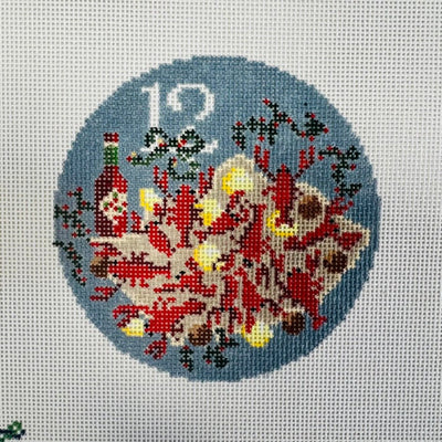 Day 12 - Twelve Crawfish Crawling  Southern Ornament needlepoint canvas - Bargello Needlepoint