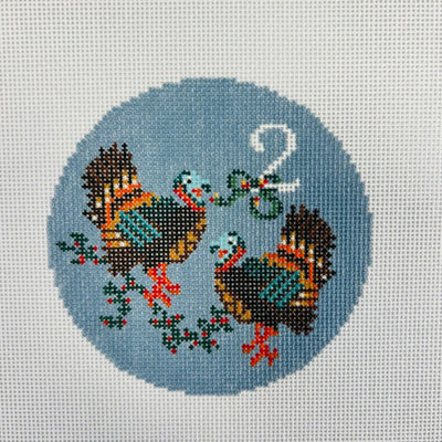 Day 2 - Two Wild Turkeys  Southern Ornament needlepoint canvas - Bargello Needlepoint