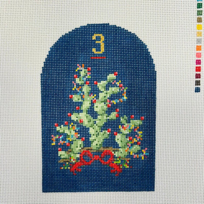 Day 3 - Three Cactus Texmas Ornament needlepoint canvas - Bargello Needlepoint