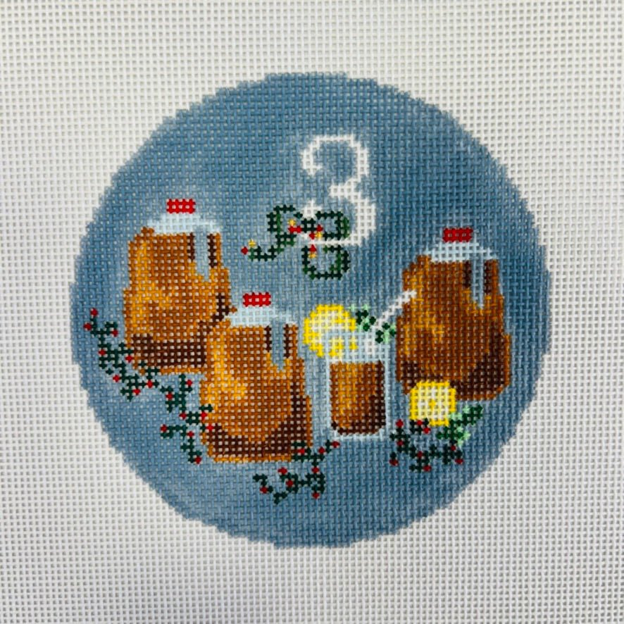 Day 3 - Three Jugs of Sweet Tea  Southern Ornament needlepoint canvas - Bargello Needlepoint