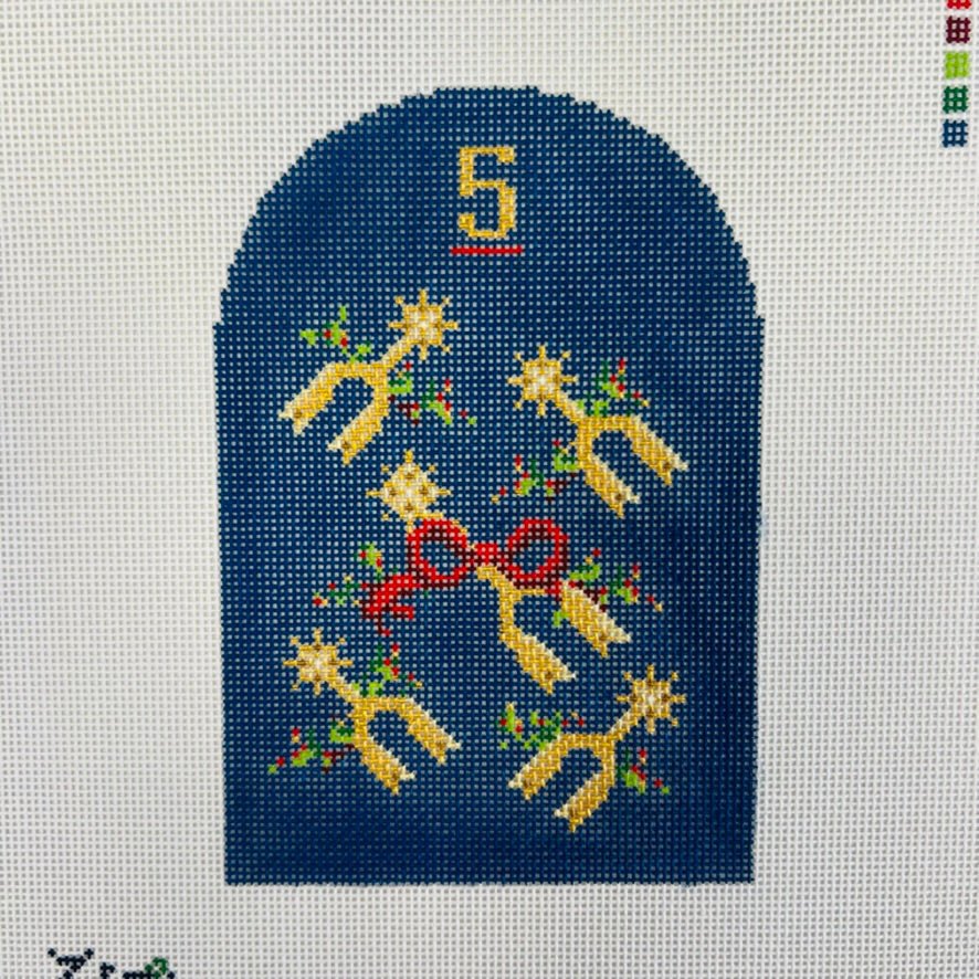 Day 5 - Five Golden Spurs Texmas Ornament needlepoint canvas - Bargello Needlepoint