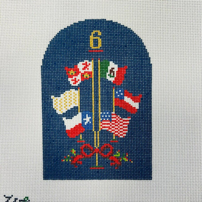 Day 6 - Six Flags Waving Texmas Ornament needlepoint canvas - Bargello Needlepoint