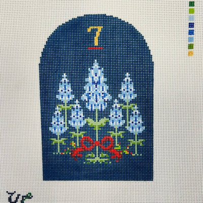 Day 7 - Seven Bluebonnets Texmas Ornament needlepoint canvas - Bargello Needlepoint