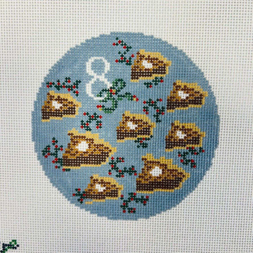 Day 8 - Eight Pecan Pies Piping  Southern Ornament needlepoint canvas - Bargello Needlepoint