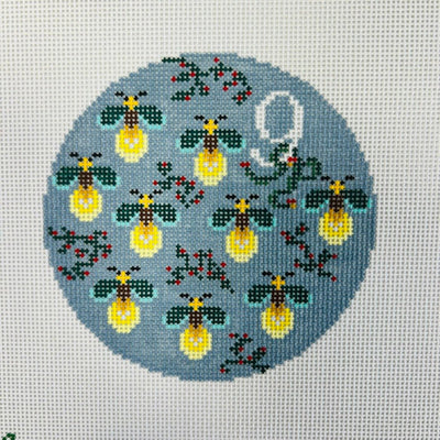 Day 9 - Nine Fireflies Glowing  Southern Ornament needlepoint canvas - Bargello Needlepoint