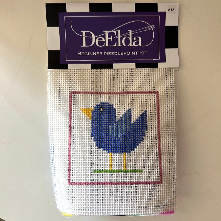 DeElda Bird Kit (includes fiber) needlepoint canvas - Bargello Needlepoint