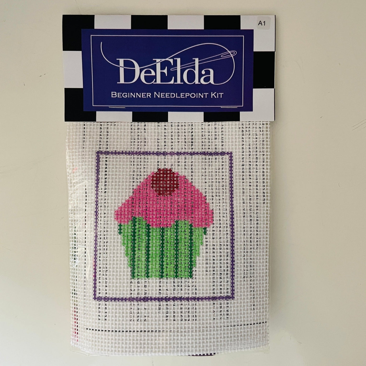 DeElda Cupcake Kit (includes fiber) needlepoint canvas - Bargello Needlepoint