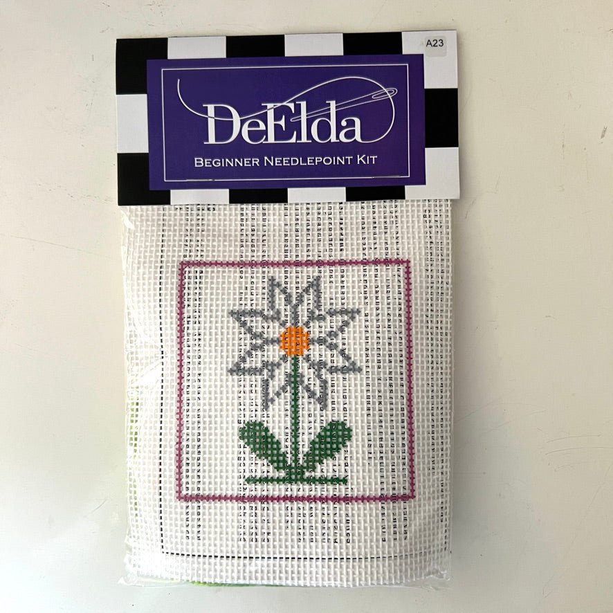 DeElda Daisy Kit (includes fiber) needlepoint canvas - Bargello Needlepoint