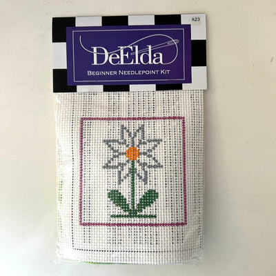 DeElda Daisy Kit (includes fiber) needlepoint canvas - Bargello Needlepoint