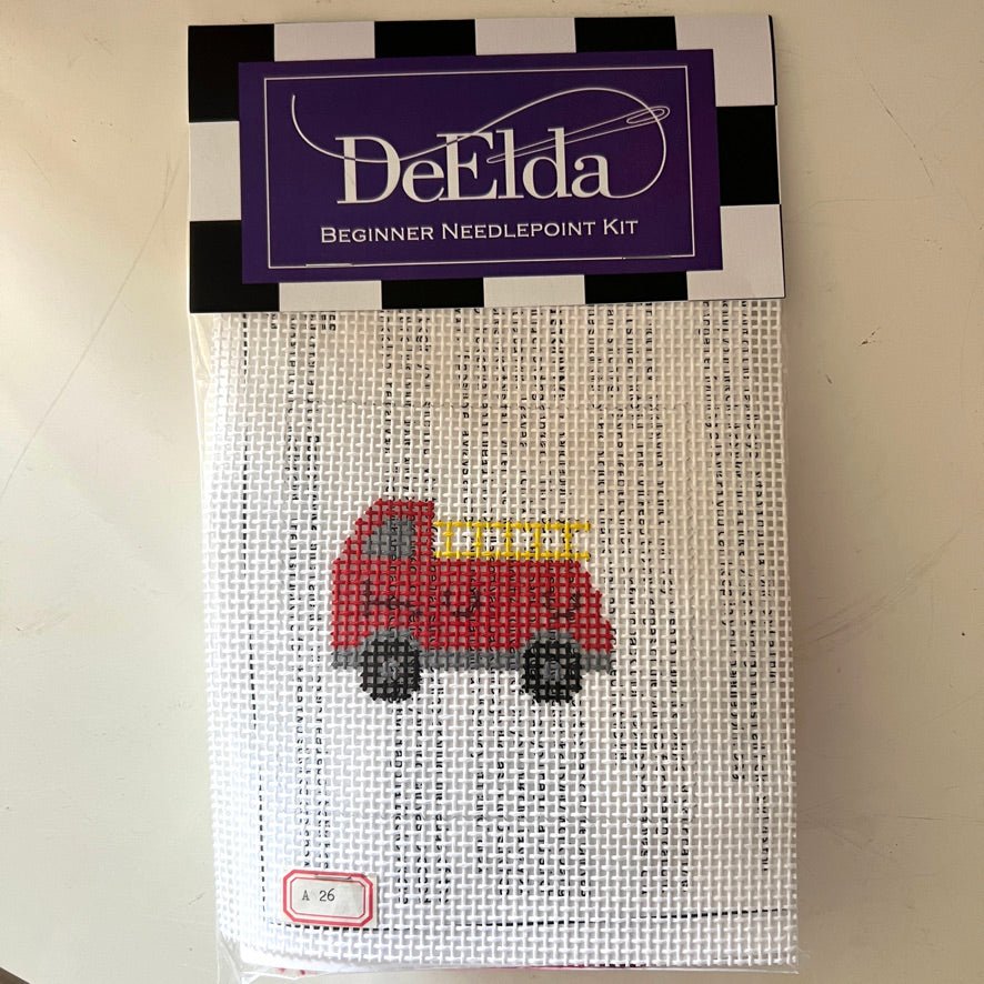 DeElda Fire Truck Kit (includes fiber) needlepoint canvas - Bargello Needlepoint